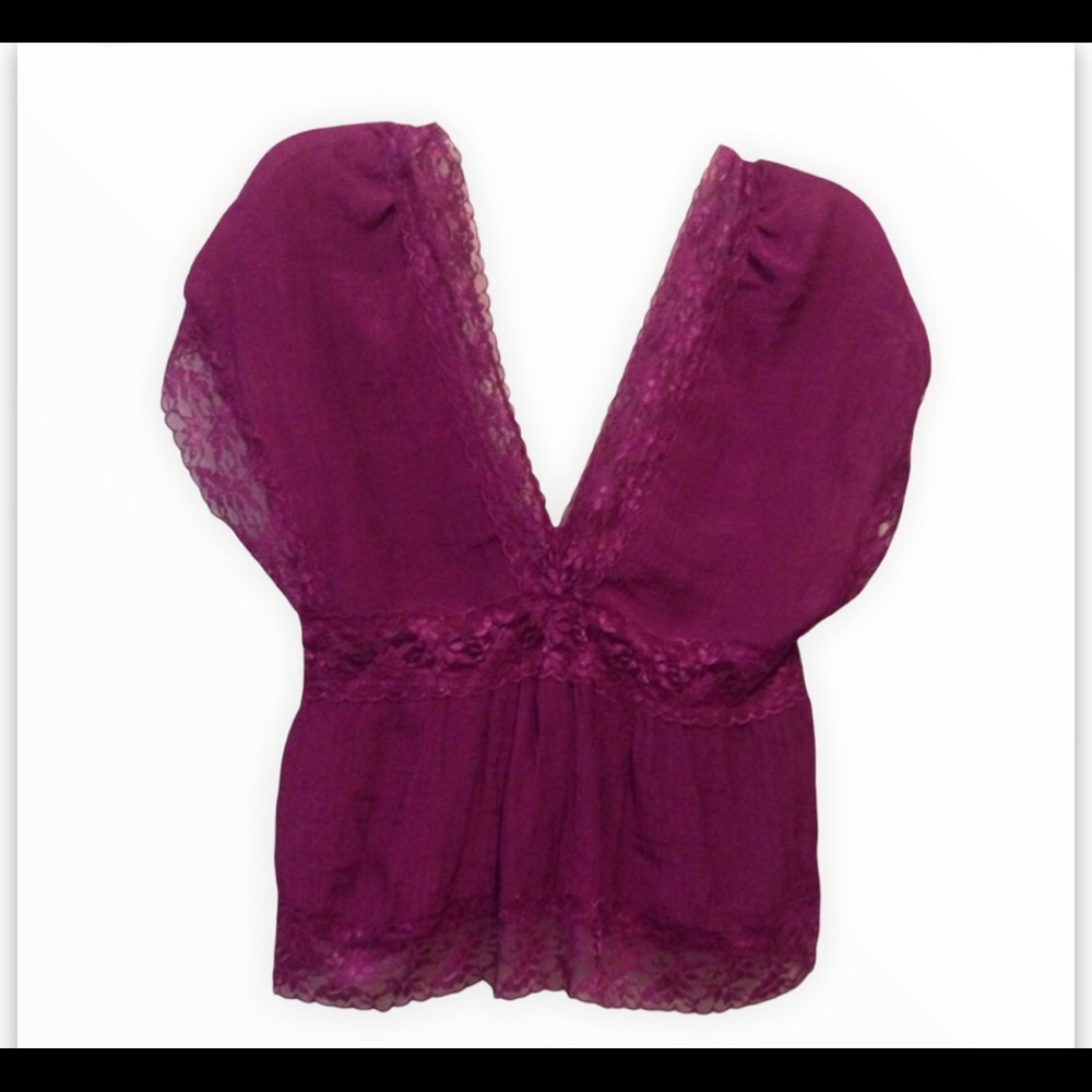 🔴Eggplant Lace Top - Picture 2 of 4